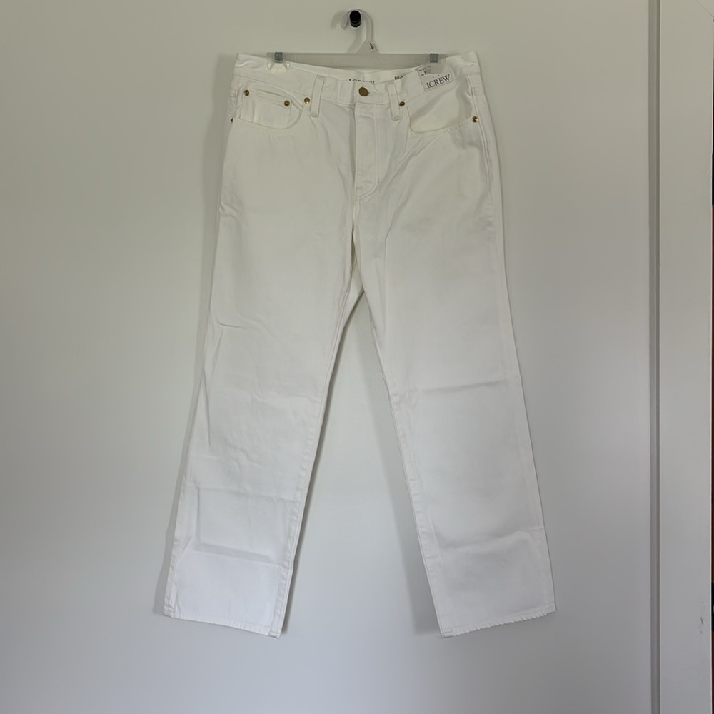 NWT J. Crew Mid Rise Straight Leg Relaxed Slouchy 1984 Rigid White Denim Jeans - Picture 3 of 10